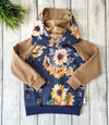 R51 Preorder : Sunflowers, Navy - by the 1/2 metre (8218719748334) (8470728638702)