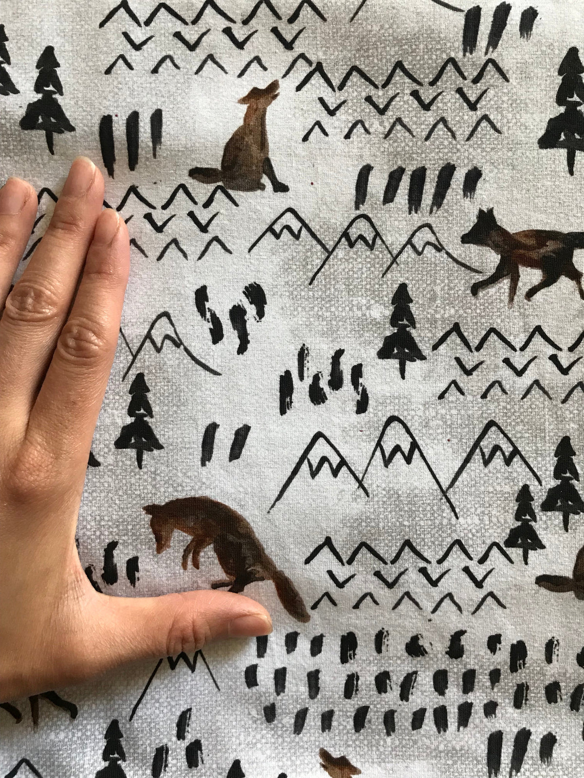 R45 PREORDER - Winter Foxscape - by the 1/2 metre (7994414629102) (8470798631150)