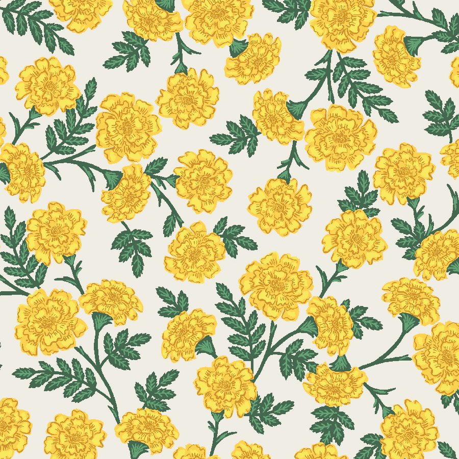 Bramble- Dianthus - Yellow - Cotton Poplin - PER 1/4 METRE (7946506895598)